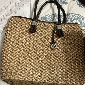 Brighton Tan and Brown Woven Tote Bag